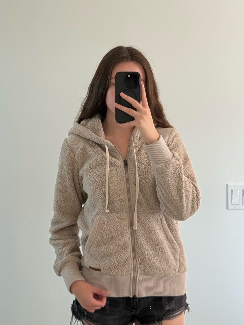Billabong Cream Sherpa Zip Hoodie Jacket